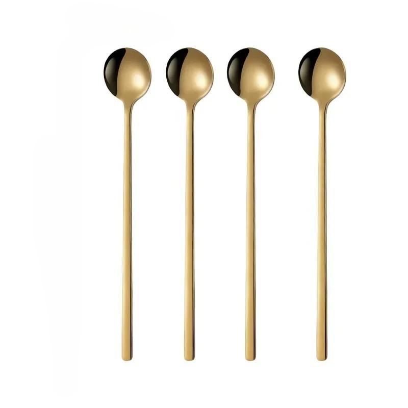 

4 Pieces Gold 304Stainless Steel Coffee Spoon Long Handle Gold Stirring Tea Spoon Iced Tea Long Handle Stirring Specialty Coffee