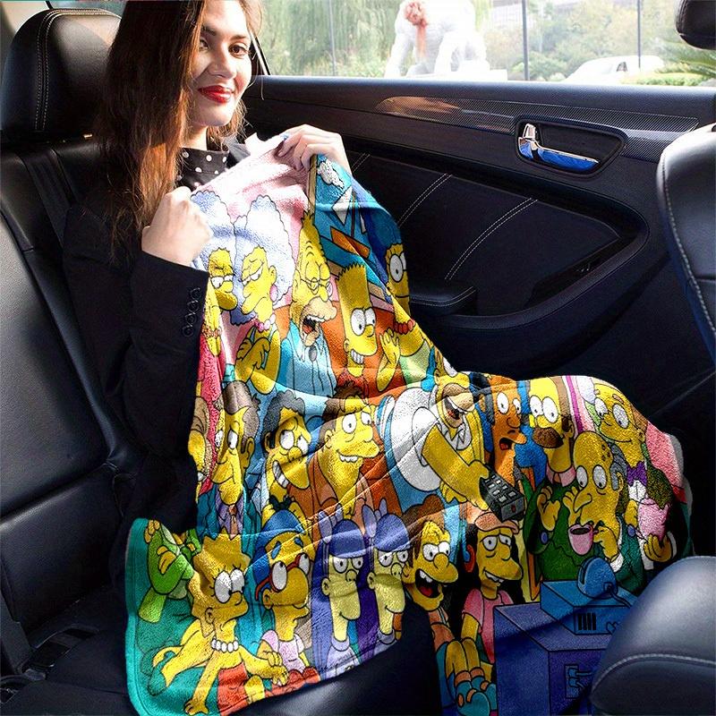 Manta de Dibujos Animados Los Simpsons, Manta Cálida Linda de Felpa Corta, Decoración del Hogar para Sala de Estar Sofá Cuatro Estaciones Viaje