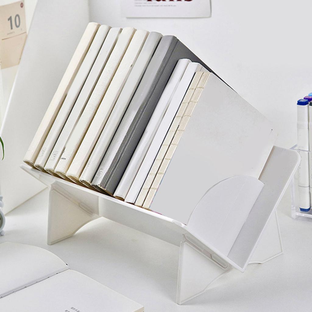 Desktop Small Bookshelf Simple Large Capacity Plastic Tilted Desk Book Storage Rack for Home