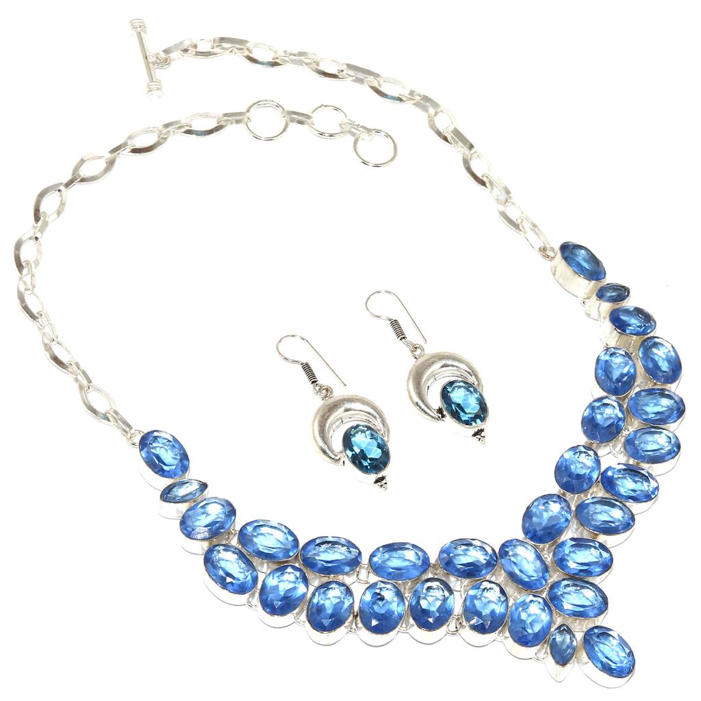 Tanzanite Quartz Gemstone Jewelry Necklace Earring 16-18''