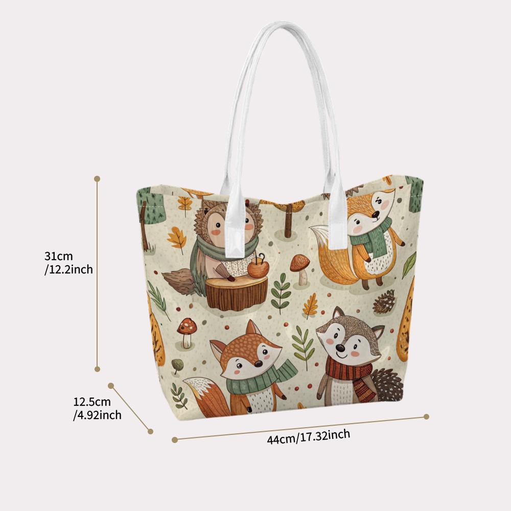 Cute Animal Pattern Tote Bag Portable Lightweight Daily Use Shoulder Bag
