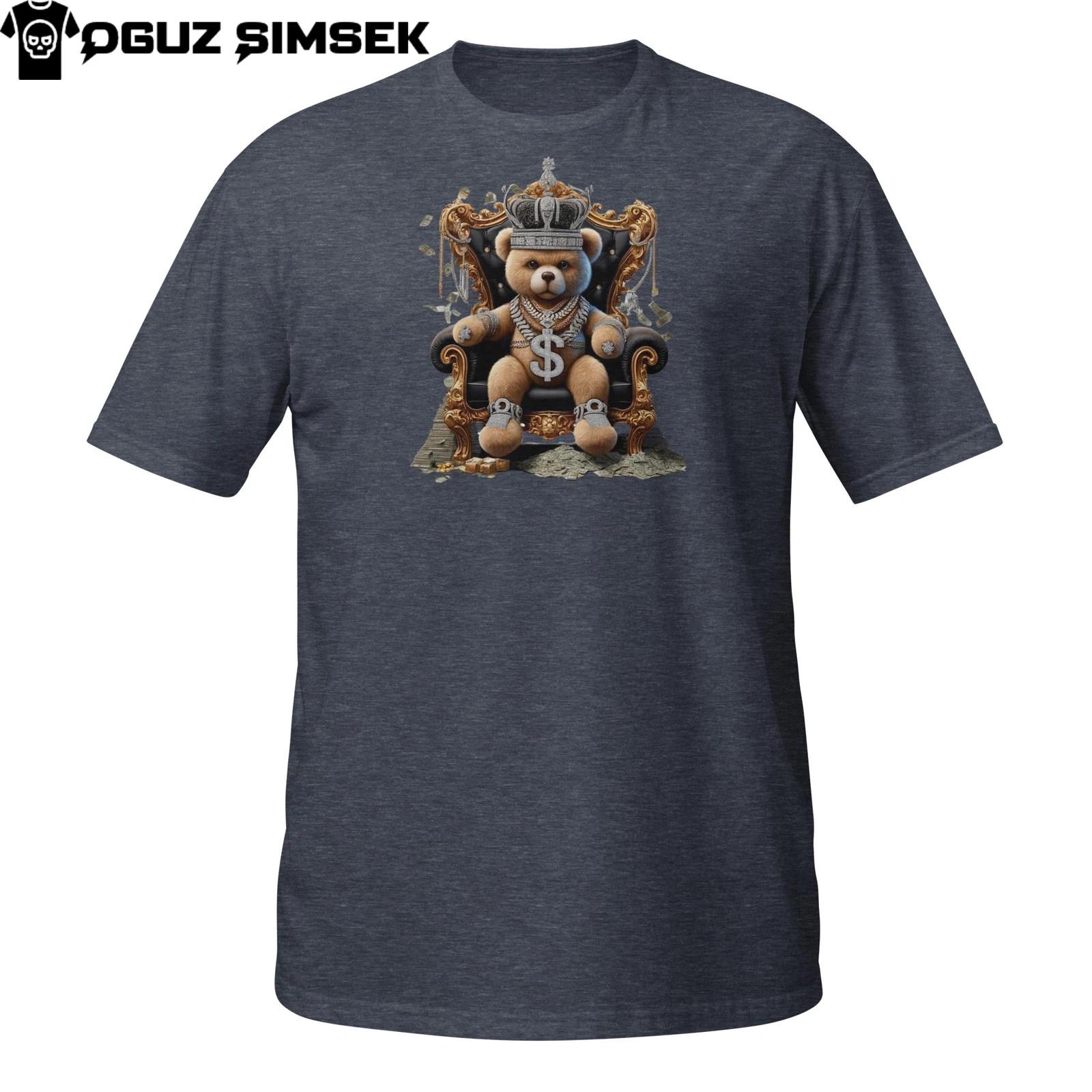 Gangsta Teddy Bear T-Shirt Mens Womens Tees Top – King Plush with Crown, Bling and Street Swag M