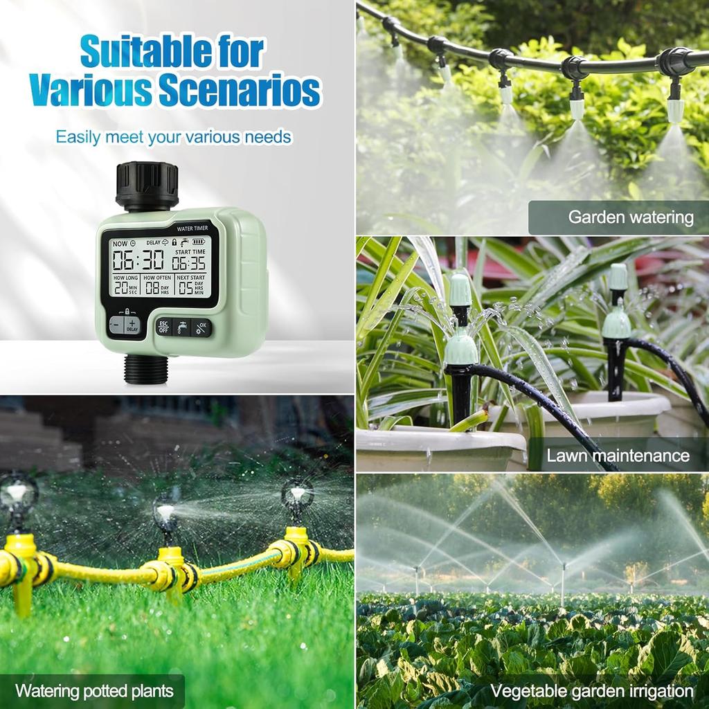 CROSOFMI Watering Timer,Sprinkler Timer Programmable Garden Outdoor Hose Faucet Timer with Rain Delay/Manual/Automatic Watering System,Waterproof