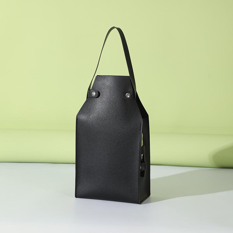2024 Luxury Pu Leather Red Wine Packing Bag with Handles Reusable Wine Carriers Handbag Gift Champagne Two Bottle Packaging Bag