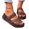 Summer Women Sandals Sexy Open Toe Broad Band Crossover Slip-On Thick Platform Shoes Casual Flat Slippers Big Size 43
