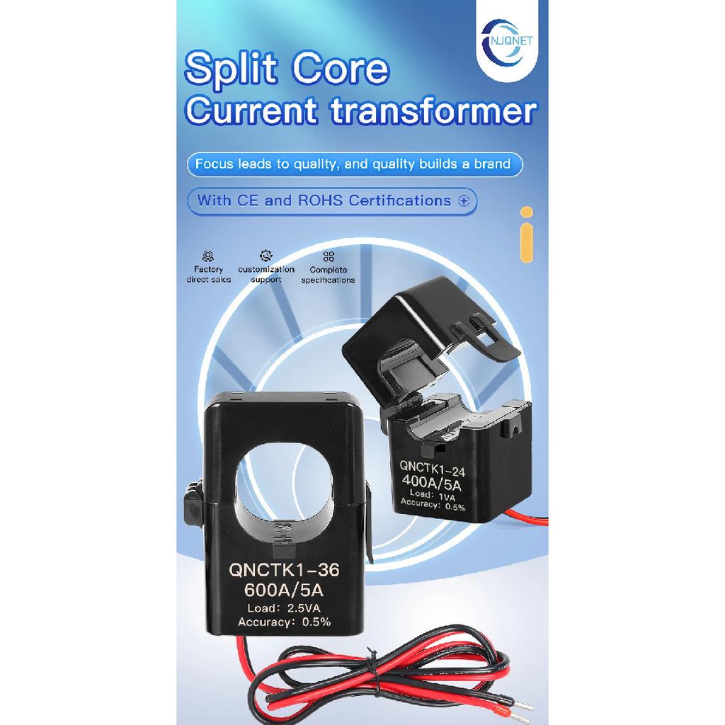 Split Core Current Transformer QNCTK1-24 100A 5A 150A 200/5 300/5 400A 5A 500A/5A 600A Ac Ct Clamp Current Transformer Open Type