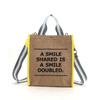 Cuco SMILEY Tape Handle Linen 2-Way Tote Bag, 2513111701, White (001)