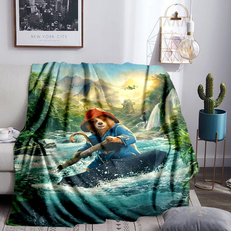 Paddington Adventures Throws Blanket Flannel Blankets Plush for Couch Bed Gifts for Men Women Travel picnic blanket Christmas fan gifts