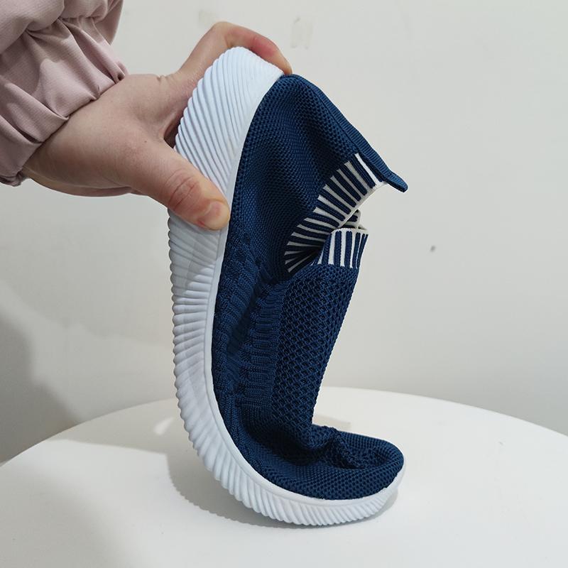Rimocy Soft Bottom Knitting Sneakers Women Slip-on Breathable Mesh Flats Shoes Woman Non-slip Plus Size 43 Sock Shoes Platform