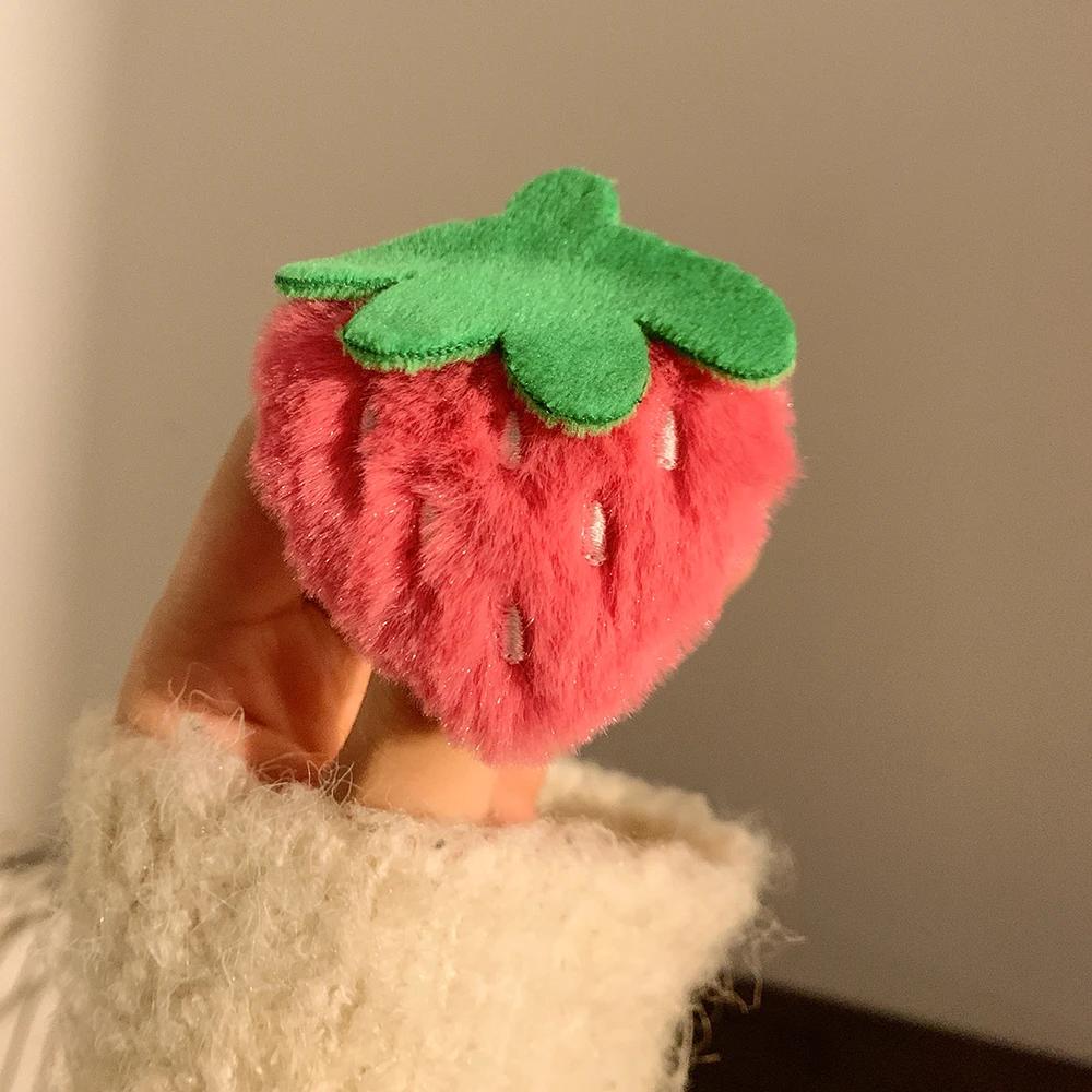Cute Sweet Pink Strawberry Plush Side Hair Clip Women Girls Hairpin Barrette Headwear Fashion Hair Accessories