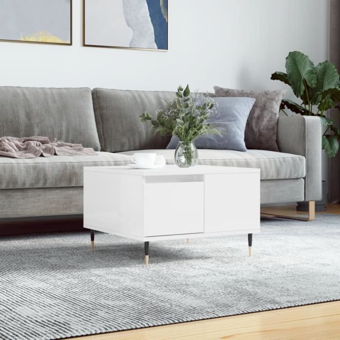VidaXL Coffee Table High Gloss White 55x55x36.5 Cm Engineered Wood 830750
