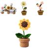 Handmade Knitting Flower Weaving Potted Plant Crochet Floral Decoration