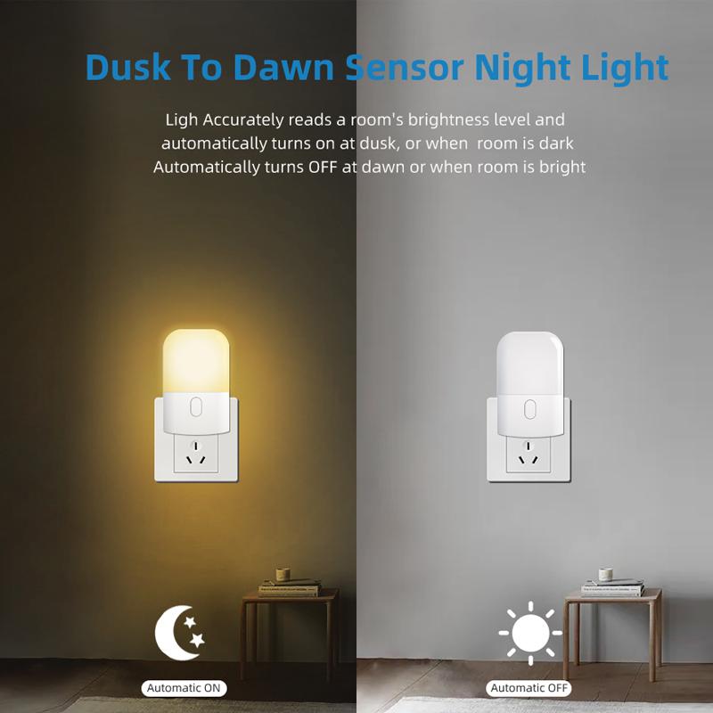 Senya-Pro Energy Saving Dusk to Dawn Sensor RGB Mini ABS Plug-in LED Night Light for Bedroom