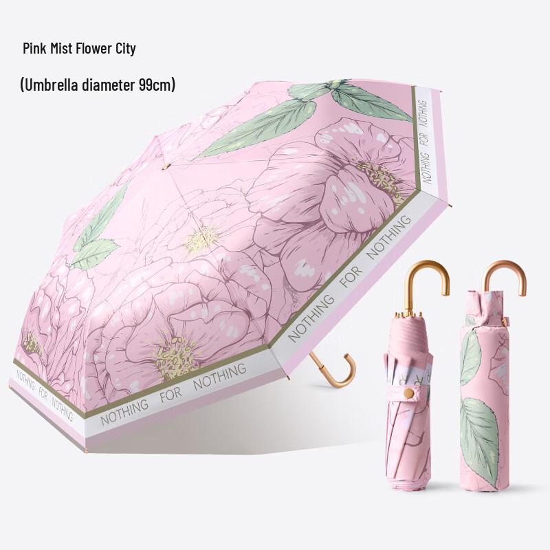 PALONY Small Gold Hook UV Protection Foldable Umbrella