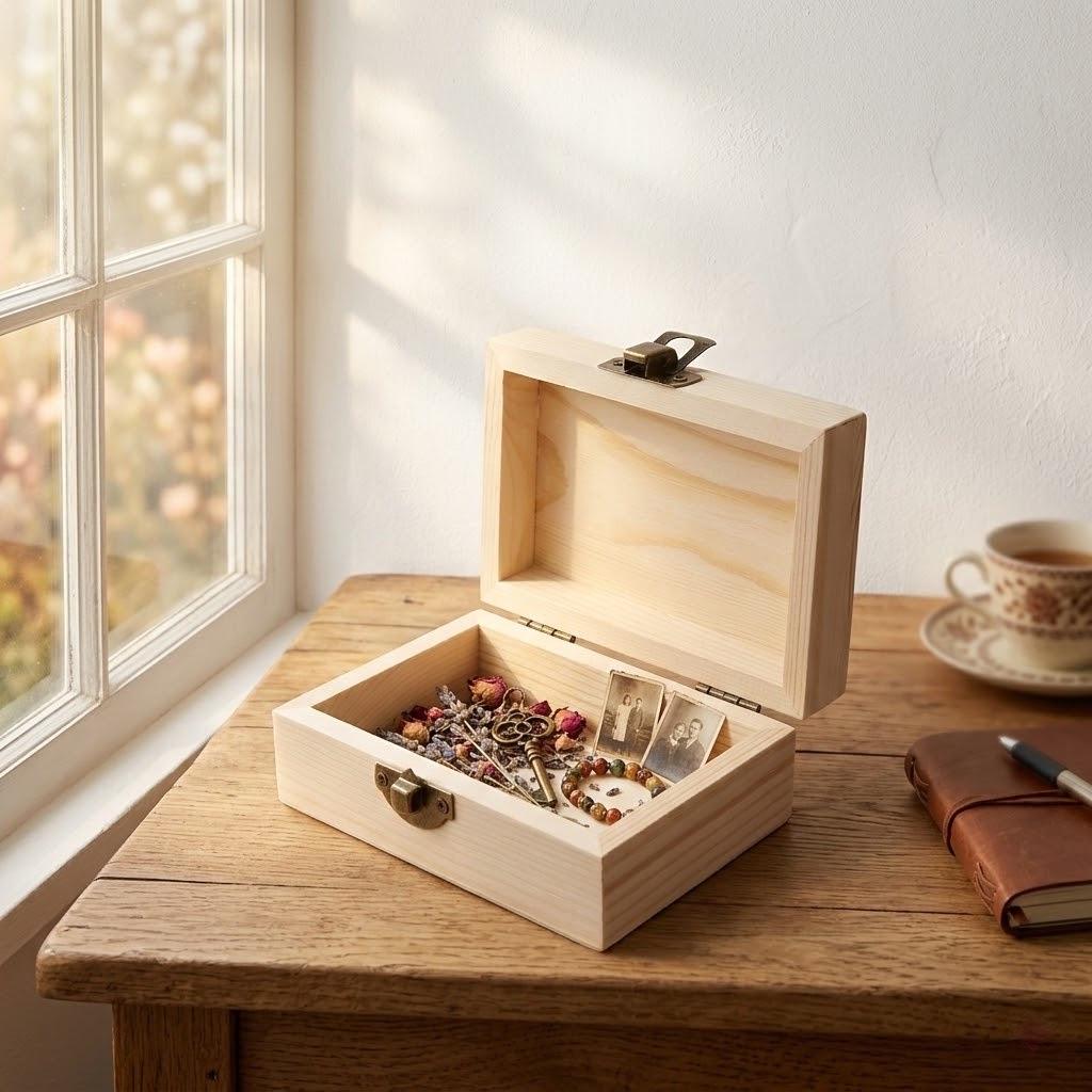 Small Solid Wood Pine Jewelry and Gift Storage Box