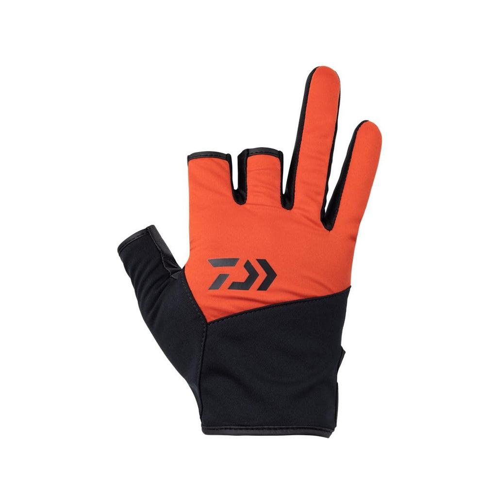 Daiwa Windproof Fishing Gloves, 3-Piece Cut, 22DG-8922W, Orange, XL,