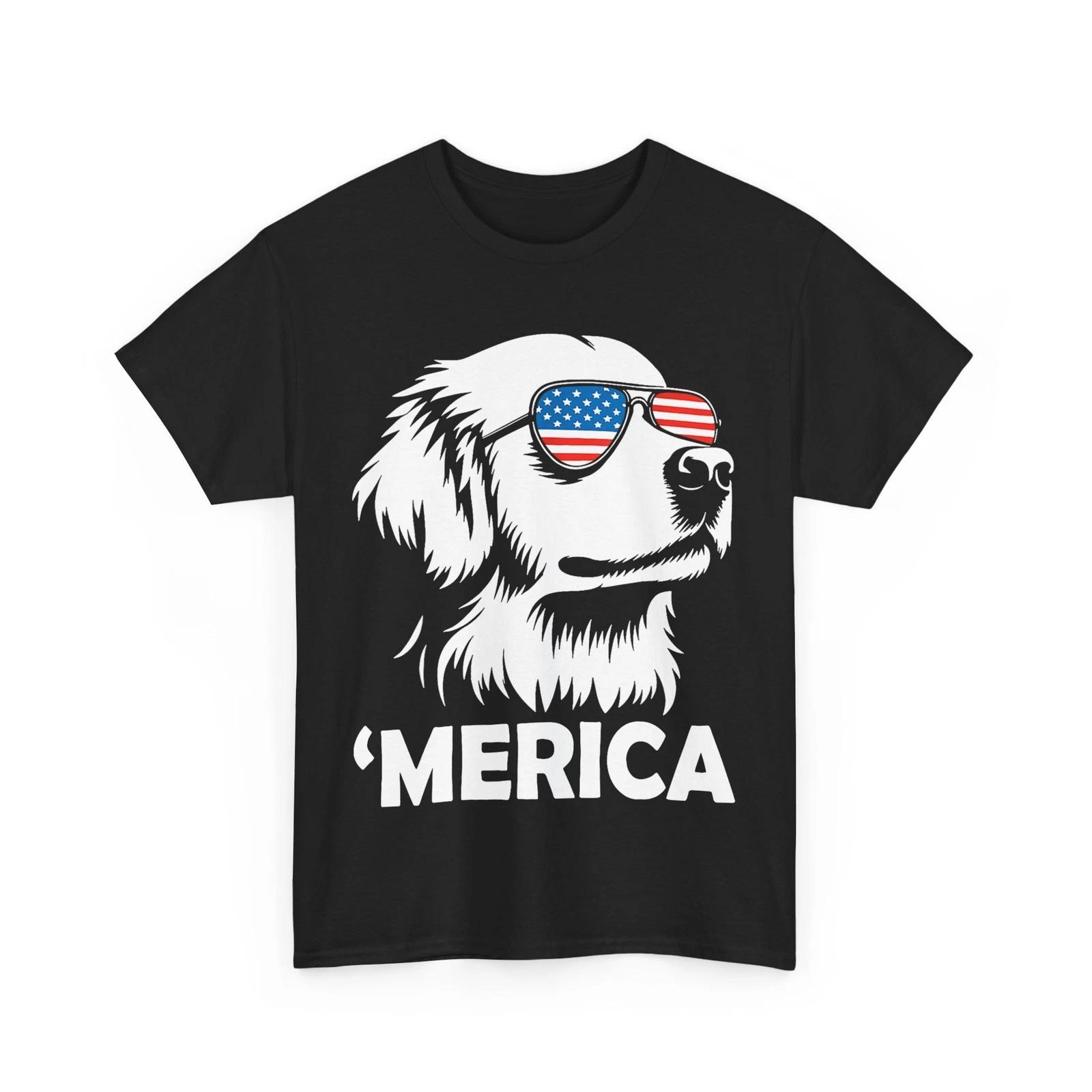 Golden Retriever 4th Of July Merica American Flag Sunglasses T-Shirt 4XL