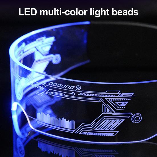 LED-briller 7 farger 12 moduser Cyberpunk briller Blinkende lysende briller for Halloween Cosplay-fest Bar