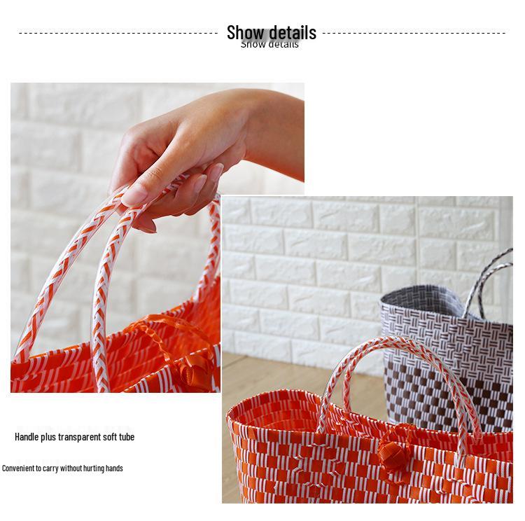 Vietnamese Large Imitation Rattan Handled Storage and Grocery Basket