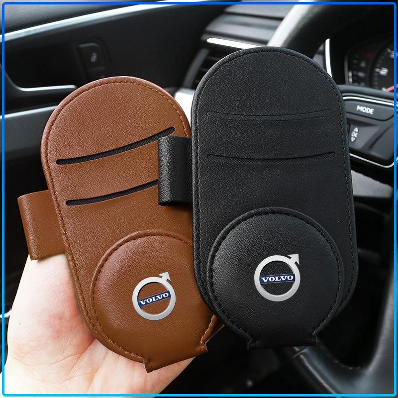 Leather Car Glasses Clip Sun Visor Multi-function Sunglasses Clip Car Styling For Volvo XC60 XC90 S60 S80 S40 V40 V60 V70 V50 XC70