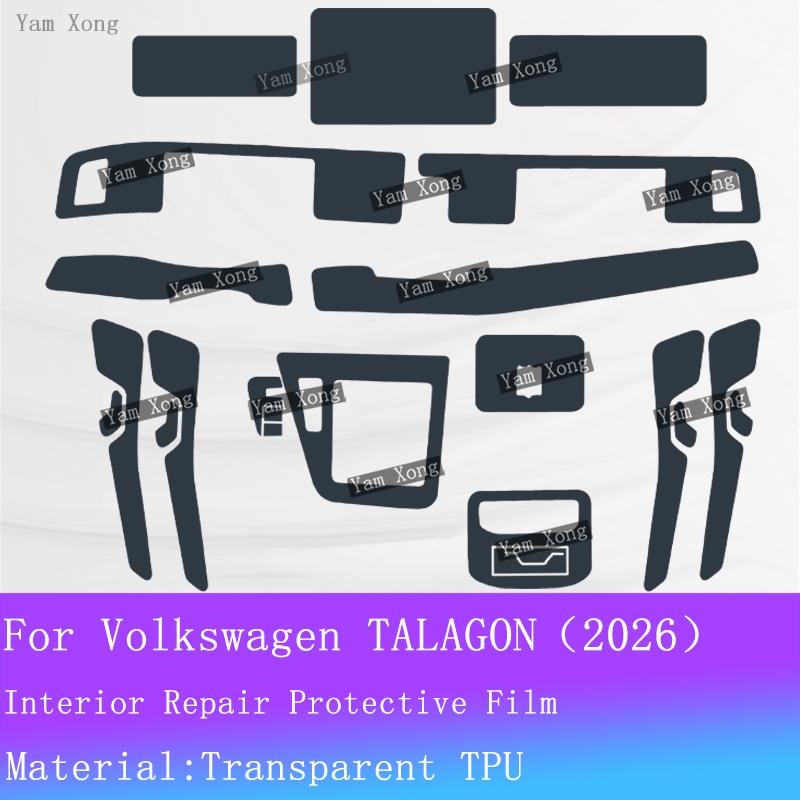 

For Volkswagen TALAGON 2026 Full set interior Film Gear Panel Transparent Protection Sticker Navigation screen Anti-scratch Film For RHD