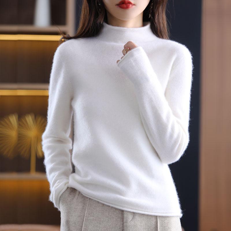 Damen Kaschmirpullover Qinghe Kaschmir 30% Kaschmir 70% Wolle Damen Herbst und Winter Kaschmirpullover weich und warm