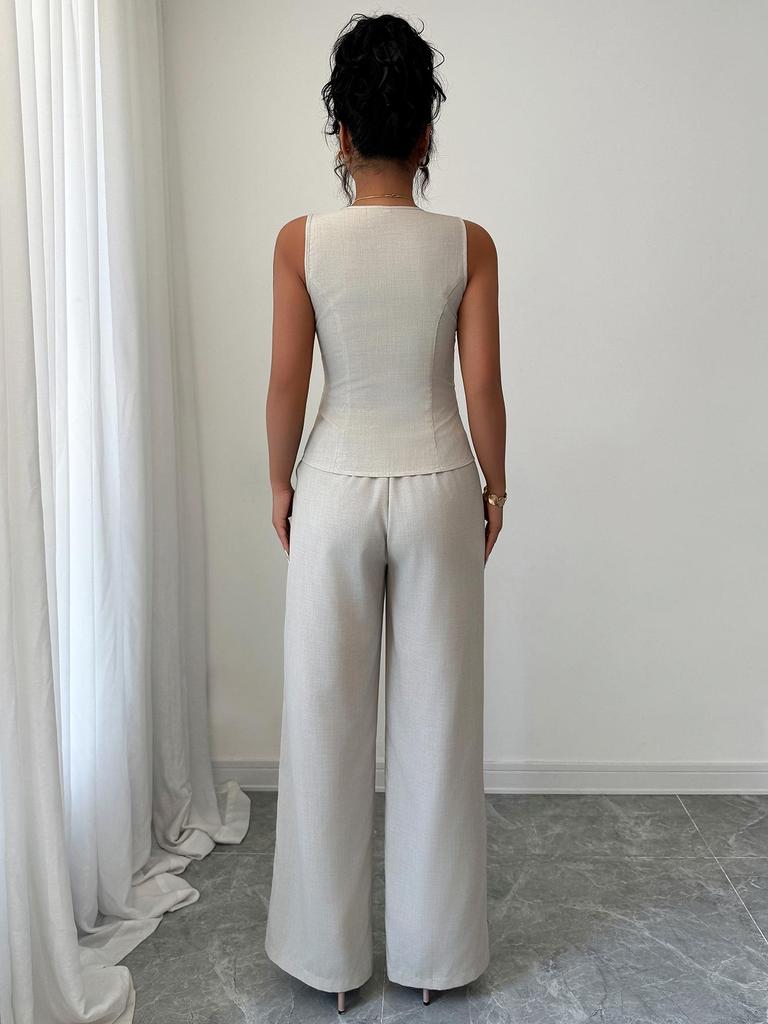 Spring/Summer 2026 Women's Color Block Sleeveless Suit Set - European & American Urban Spicy Style