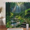 Enhance Your Bathroom with This Waterproof Shower Curtain Featuring a Lush Forest Waterfall for a Relaxing Experience
