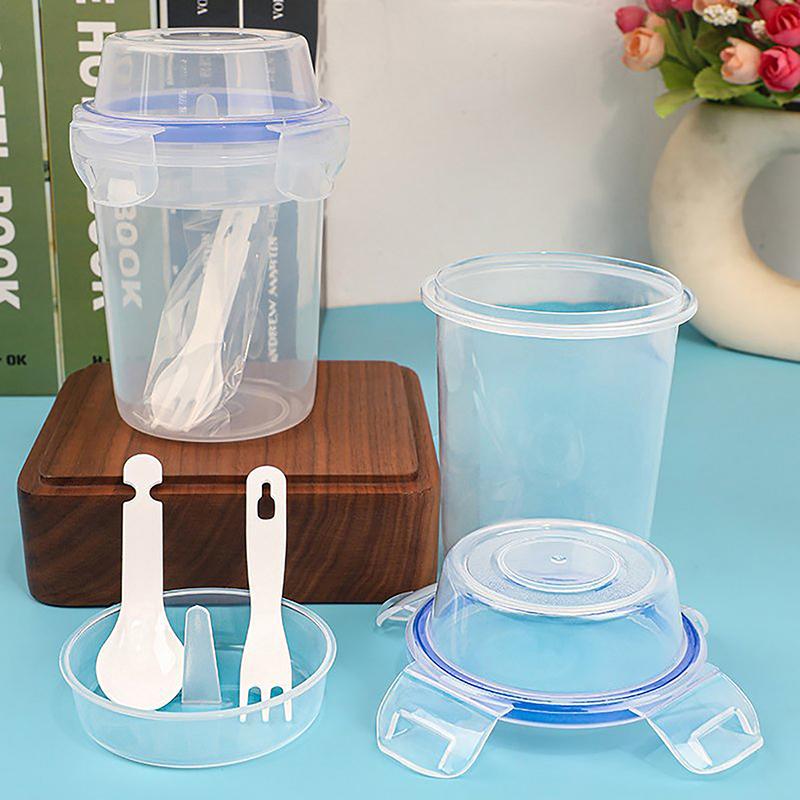 Fresh-Keeping Food Container Fruit Salad Yogurt Box Kitchen Container For Cereals Double-Layered Portable Travel Storage Jars