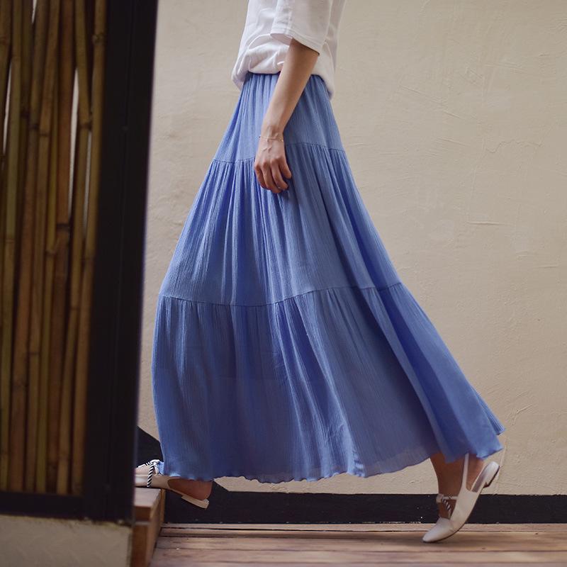 This Summer's New Women's Dress Features A Solid-color Large-swing Skirt and A Artistic Beach Long Dress