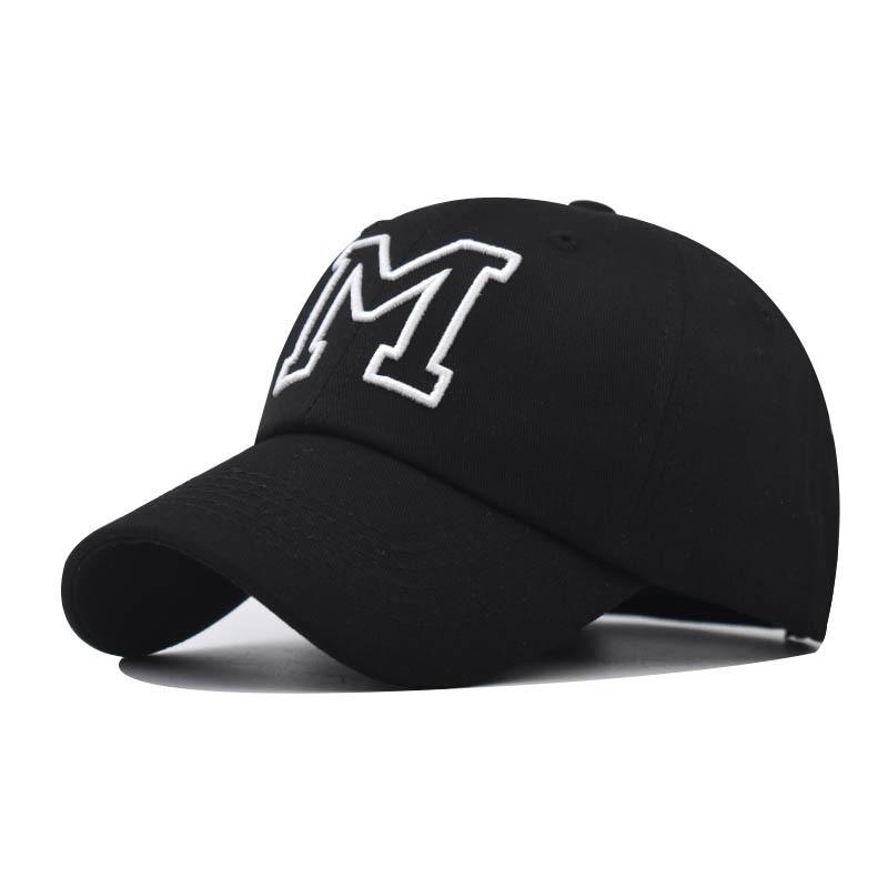 M Letter Embroidery Wide Brim Baseball Hat Sun Protection Cap For Use Outdoor