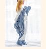 Sac de Dormit din Flanel cu Glugă de Rechin și Pijamale Cosplay - Salopetă All-in-One Caldă și Moale