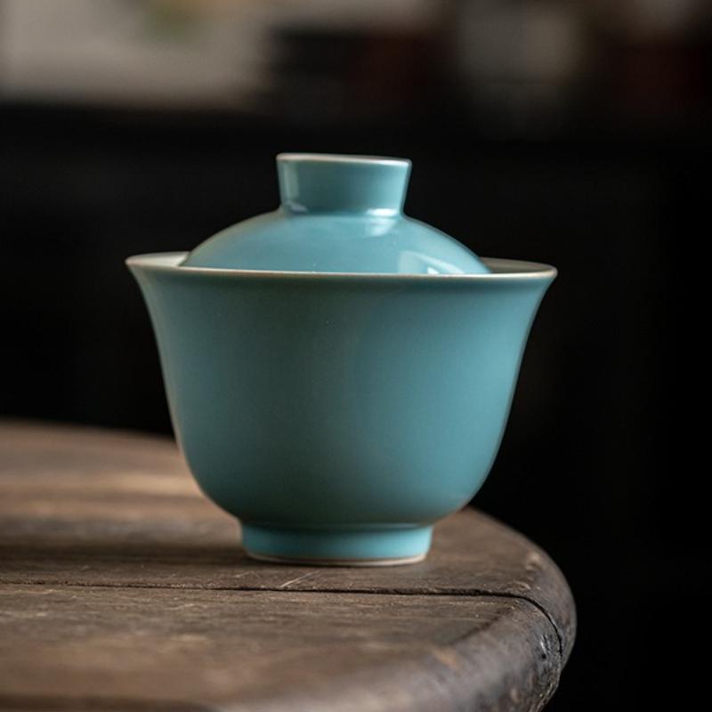 Chinese Emerald Green Gaiwan Anti Scalding Vintage Tea Tureen Household Tea Brewing Cover Bowl Tea Items Decoration Gifts