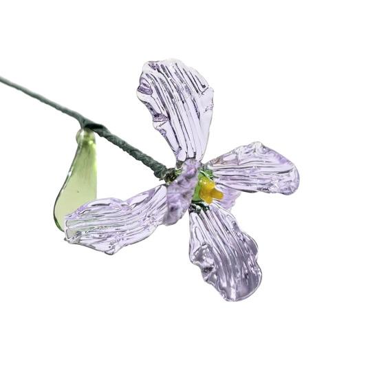 Floare de sticlă lucrată manual cu tulpină de sârmă, glazură colorată suflată manual, mini figurine florale, decorațiune, ornament pentru vază de flori de masă pentru casă, sufragerie, birou
