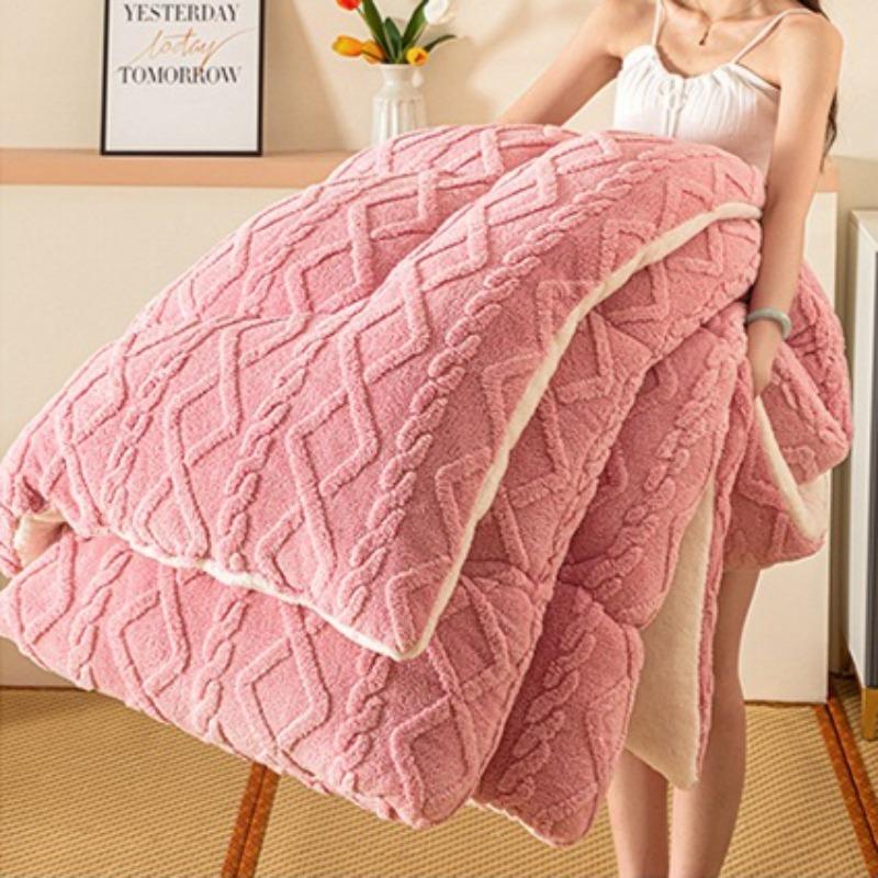 Double Sided AB Version Core Super Thick Winter Warm Blanket for Bed Artificial Lamb Cashmere Weighted Blanket Soft Comfortable Warmth Quilt Comforter