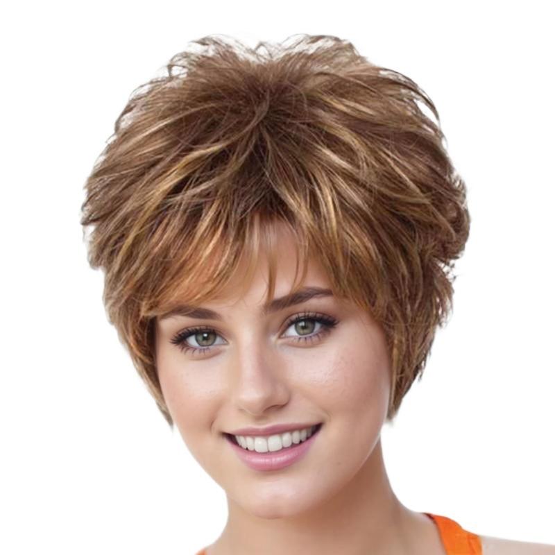 Women’s Natural Looking Short Curly Wig Heat-Resistant Synthetic Fiber Curly Full Wig