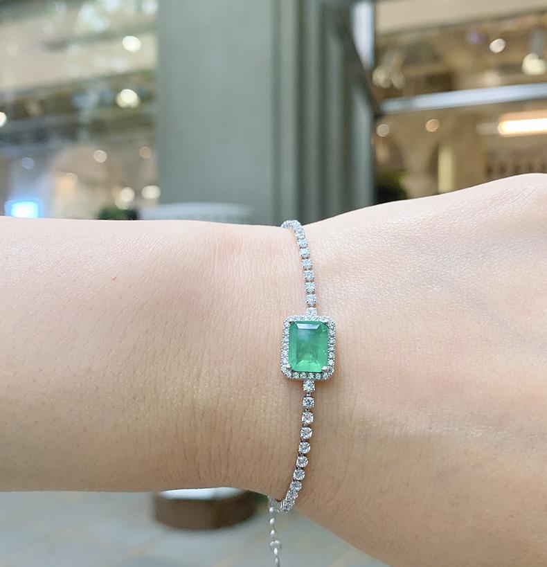 Wish Simple Small Square Paraiba Zircon Bracelet Femininity Blue Necklace Jewelry Set