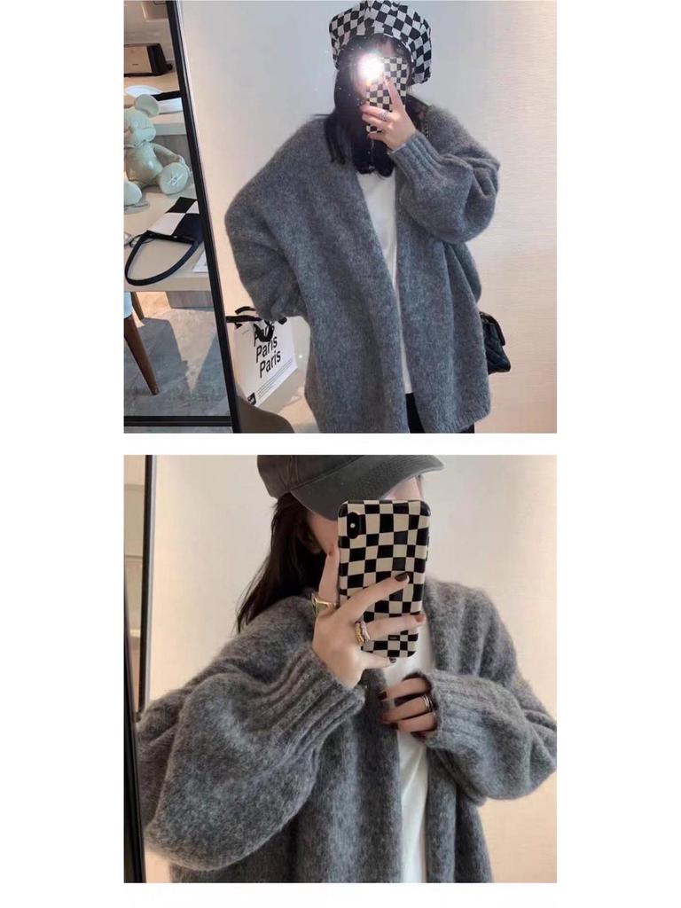 Autumn/Winter 2025 Women's Loose Knit Cardigan - Soft & Cozy Mid-Length Sweater