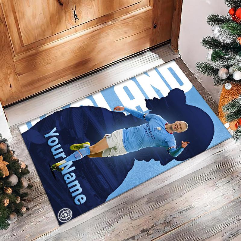 Erling Haaland Printed Crystal Velvet Rug Non‑Slip Crystal Velvet Carpet For Sofa Bedroom Indoor Home Decoration