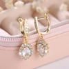 Luxurious Oval White Stone Drop Earrings for Women Temperament Gold Color Party Wedding Engagement Accessories Earrings Fashion Jewelry