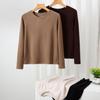 Women's Slim Fit Tencel Fleece Crew Neck Long Sleeve Top for Autumn/Winter