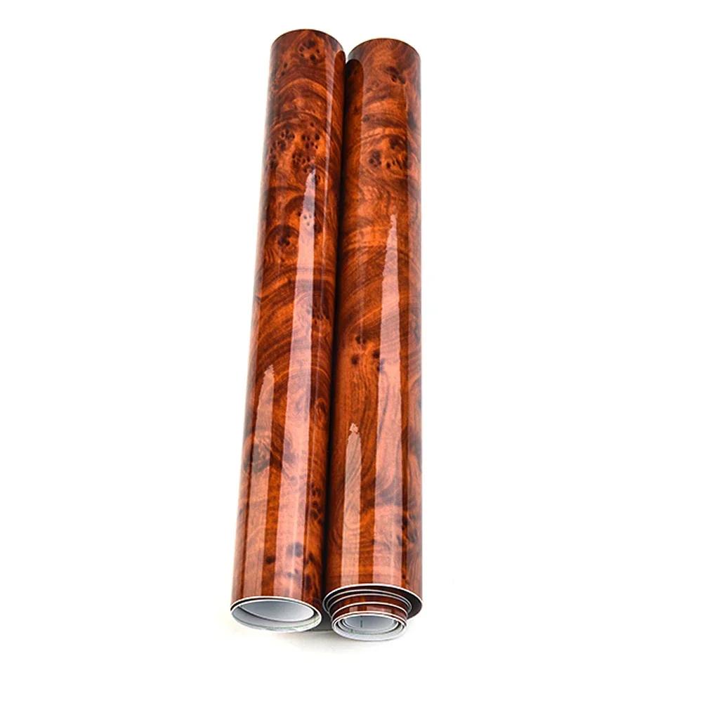 Vinilo Adhesivo de Madera de Alto Brillo para Envoltura de Coches, Adhesivo para Interior, Burbujas, Autoadhesivo, Textura de Grano de Madera, Película Decorativa