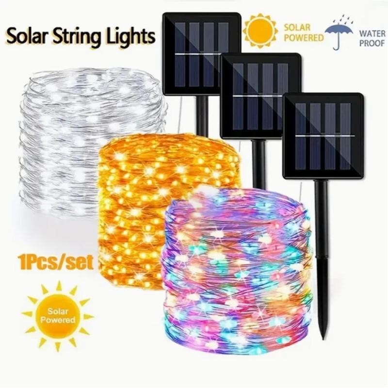 LED Solar String Lights Outdoor, Waterproof Solar Fairy Lights Copper Wire Solar Twinkle Lights for Tree Garden Party Wedding
