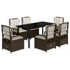7 Piece Outdoor Dining Set with Cushions Brown Poly Rattan