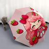 Strawberry-Themed Automatic Folding Umbrella with 3-Fold Design and Iron Frame - Perfect for Fans, Travelers, and Daily Use!0104307a