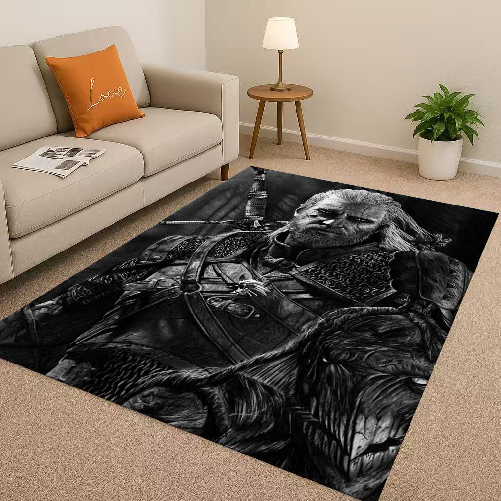 3D The W-Witcher Game Geralt Gamer Cartoon Living Room Non-Slip Area Rug Carpet for Bedroom Playroom Sofa,Home Doormat Kid Gift