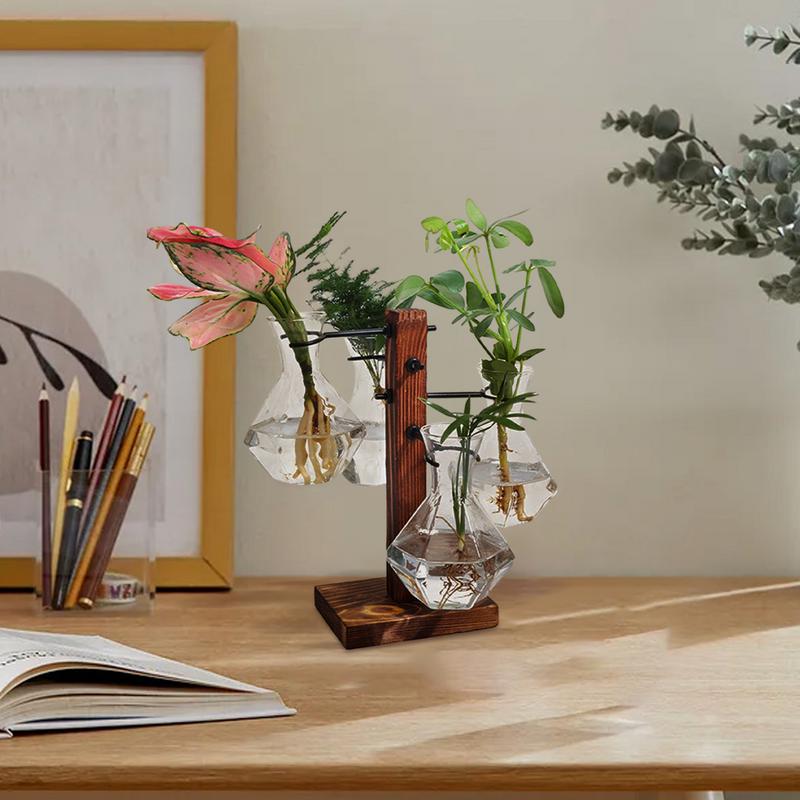 Terrarium mit Ständer Terrarium Pflanzgefäß Glaskolbenvase für den Schreibtisch Moderner Pflanzenvermehrungsständer für