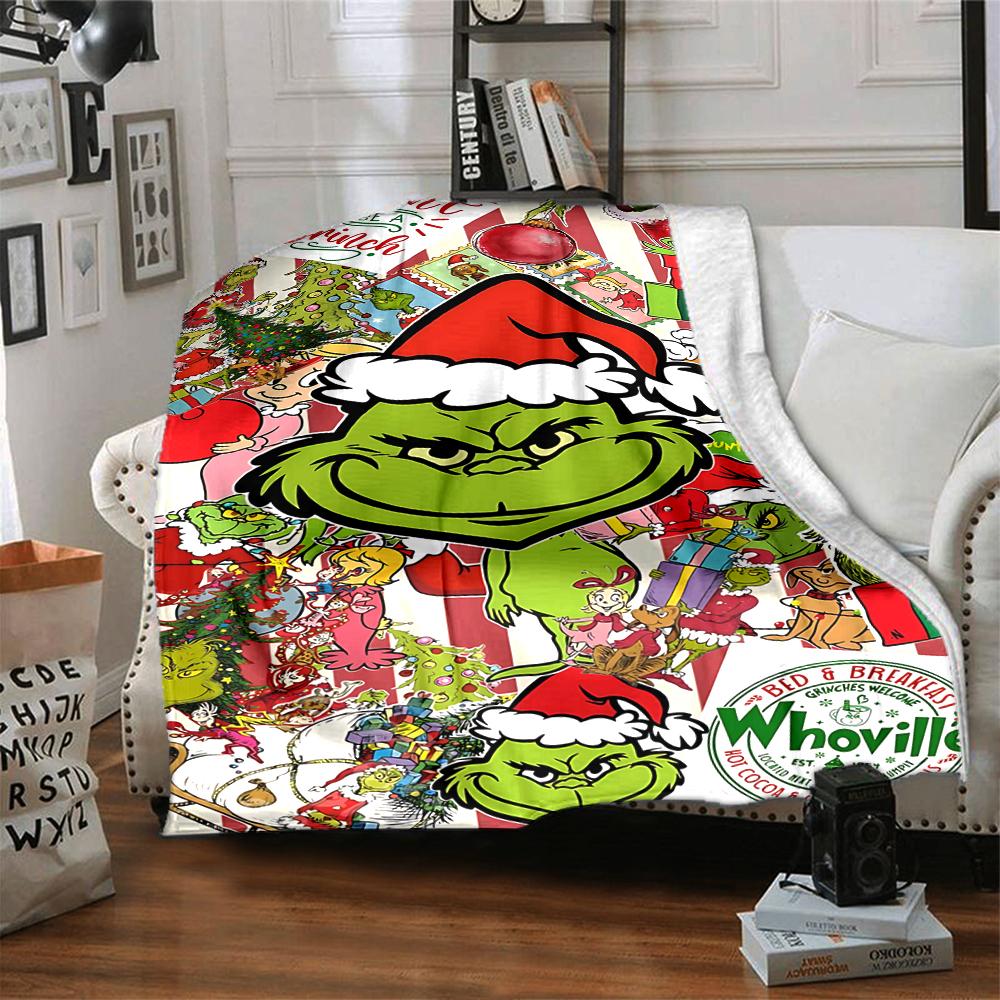 Grinch Christmas Decorations Blanket Soft Throw Blanket For Home Bedroom Bed Sofa Travel Office Solid Christmas Blanket