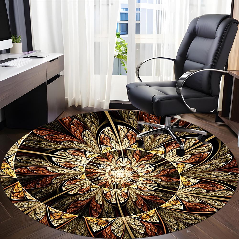 1pc Stained Glass Mandala Chair Carpet for Office, Soft Comfortable Mat For Office, Living Room, Bedroom, Machine Washable Carpet Yy251112097