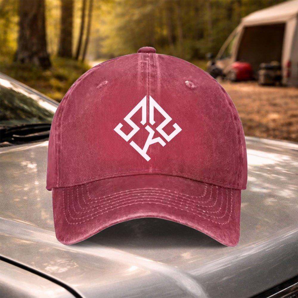 Geometric Logo Vintage Washed Baseball Cap Adjustable for Weddings Festivals Cycling Camping Golf